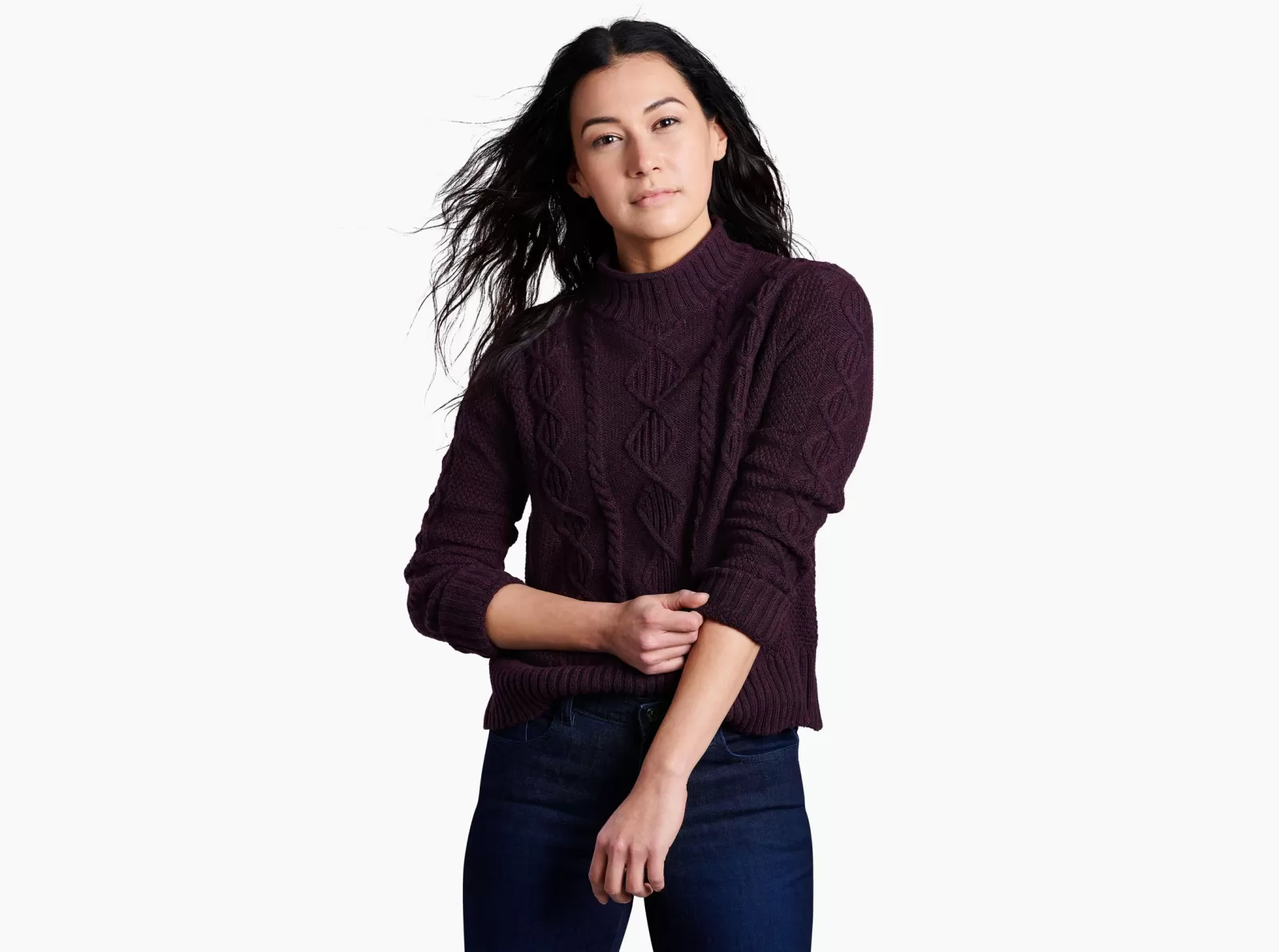 Cheap KÜHL Helena Cable Sweater Ganache | Shale | Rose Quartz