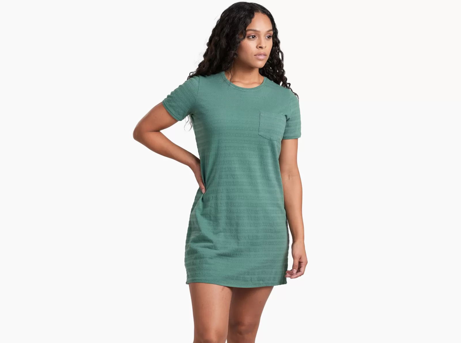 New KÜHL Willa T-Shirt Dress Evergreen | White | Wine